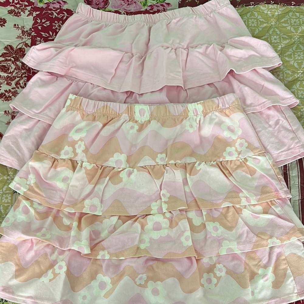 Pink Floral Ruffle Skirt